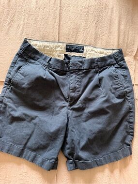 Abercrombie & Fitch Navy Pinstripe Flat Front Shorts
